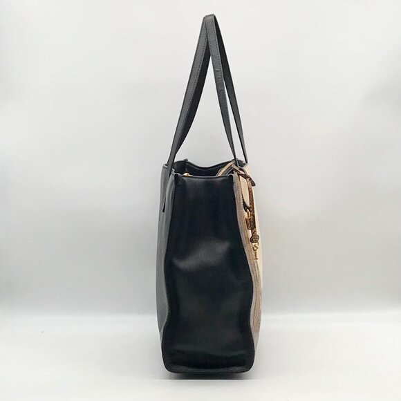 Marc Jacobs Black Snake Embossed Leather Grind Shopper Tote Bag - Picture 3 of 10